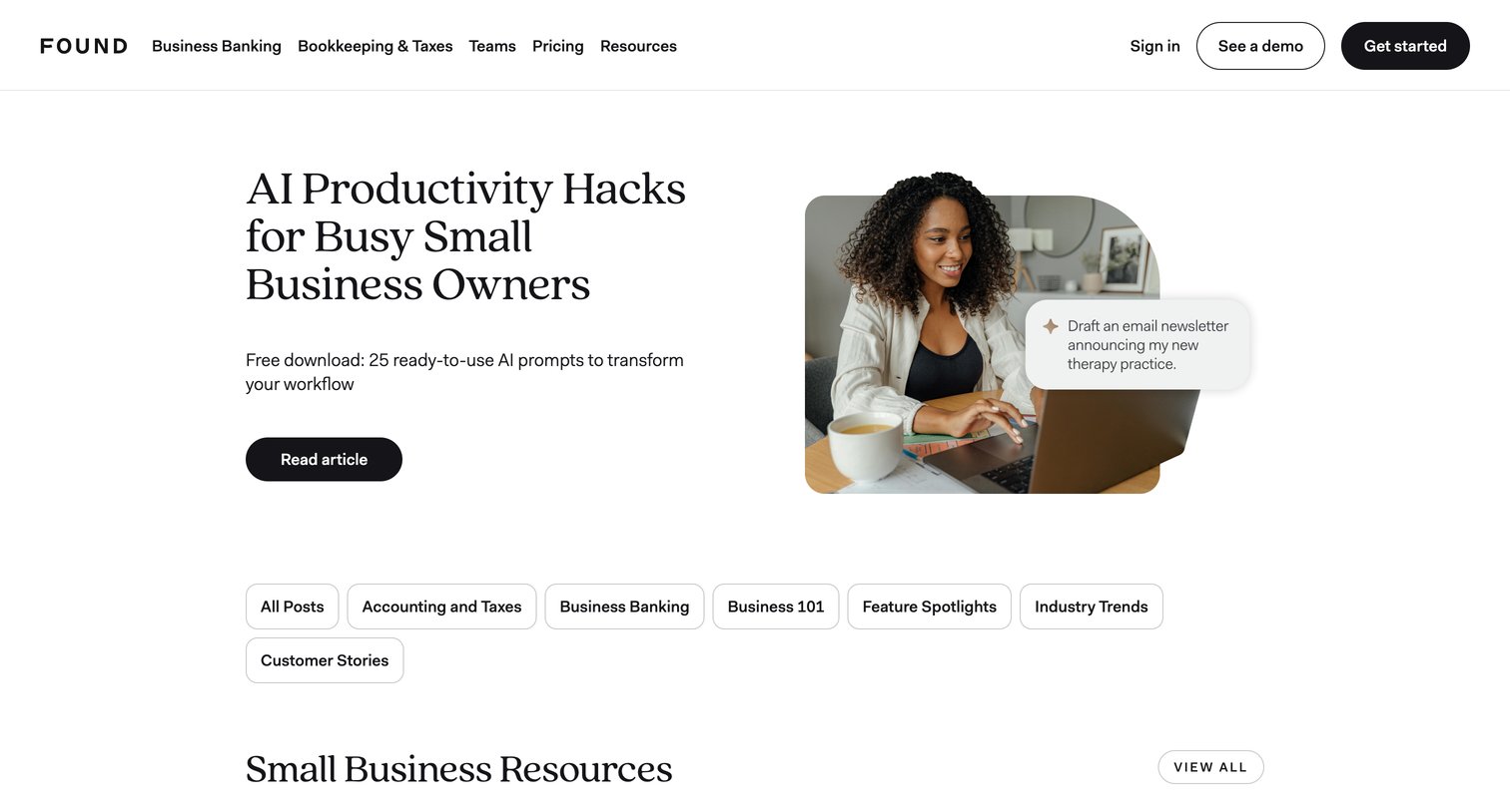Found - Resource Center for Small Business Owners Found screen