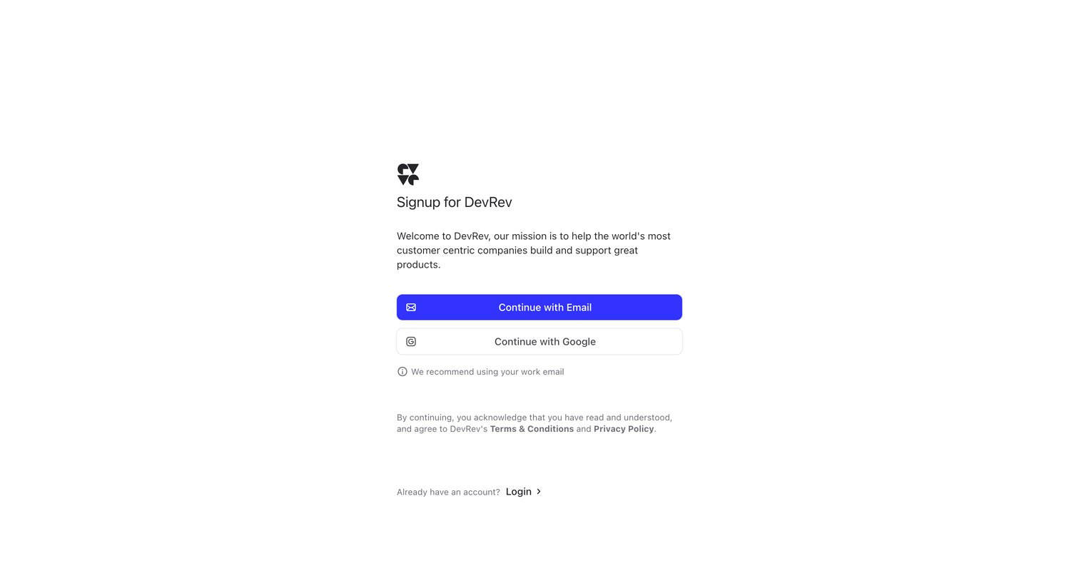 DevRev screen