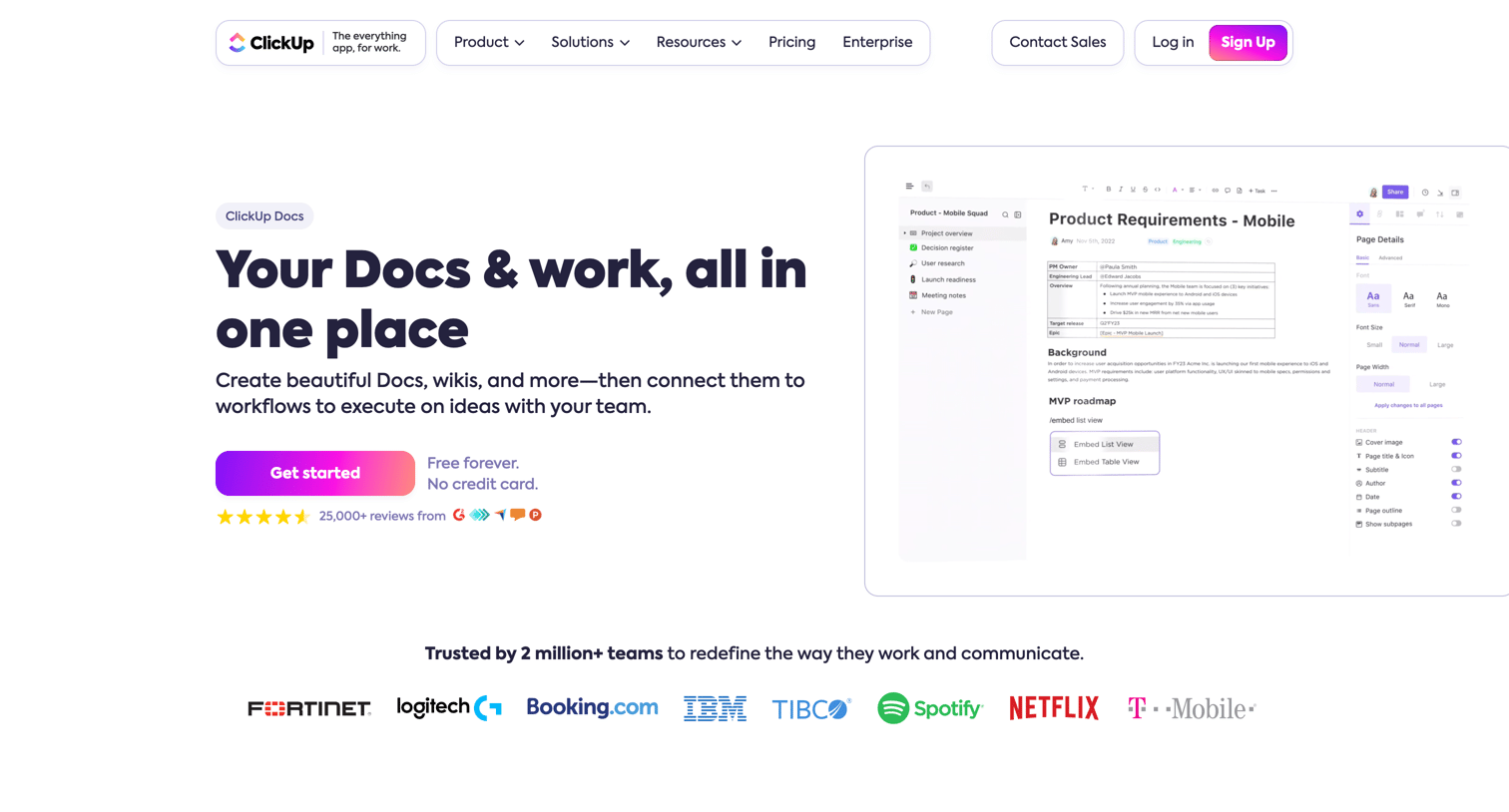 ClickUp - Project Management Software with Document Sharing | ClickUp screen