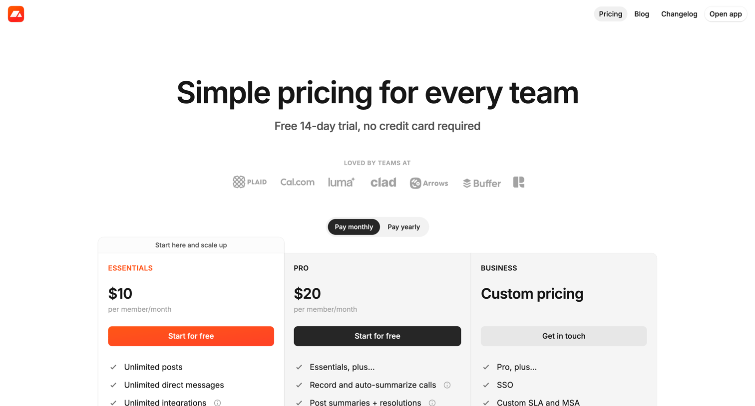 Campsite - Pricing · Campsite screen