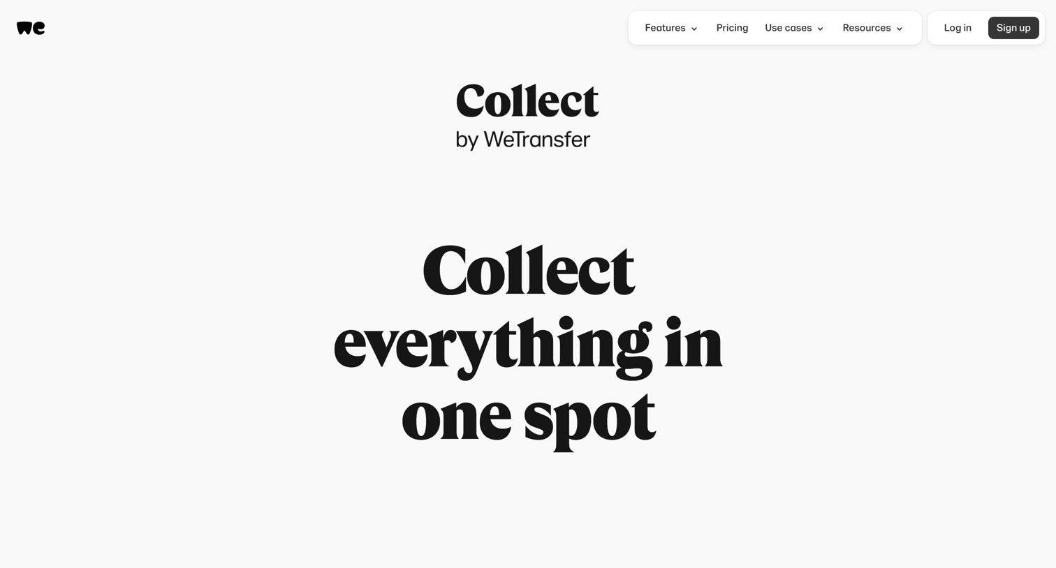WeTransfer - Collect - Save Documents in One Spot | WeTransfer screen
