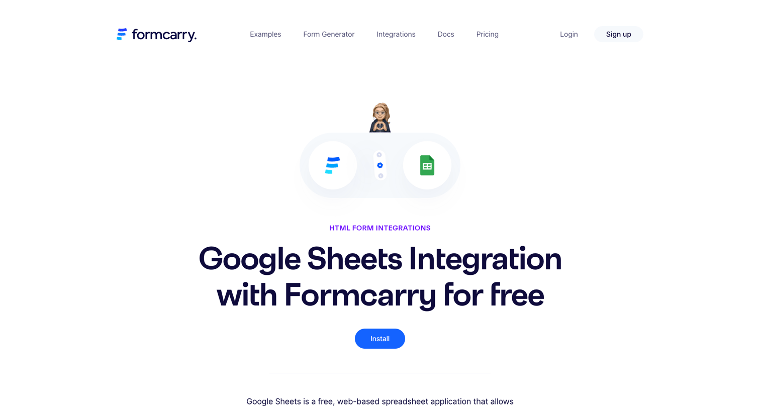 Formcarry - Formcarry | Google Sheets Integration screen