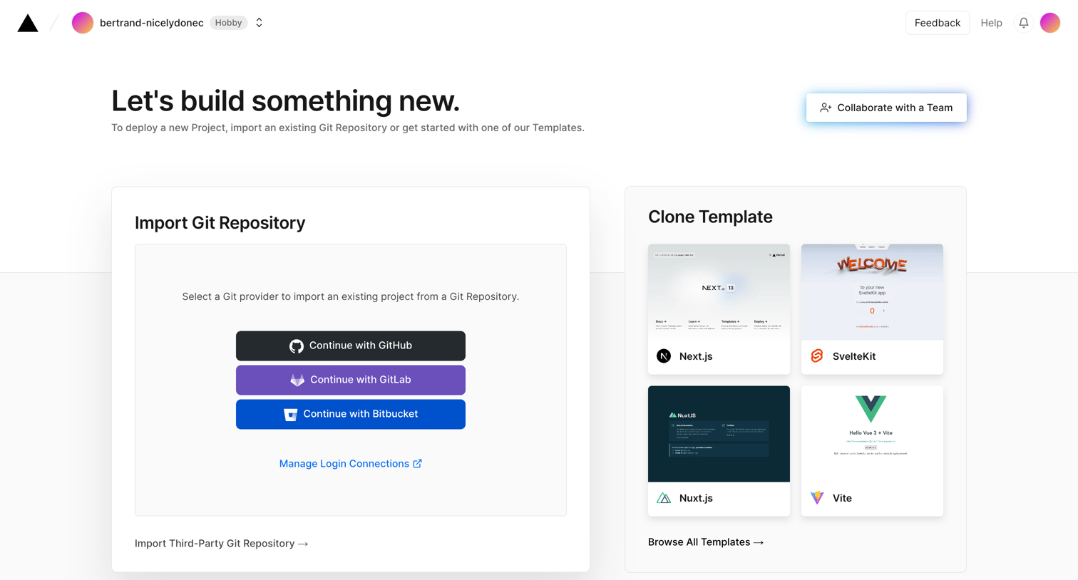 New Project – Vercel from Vercel