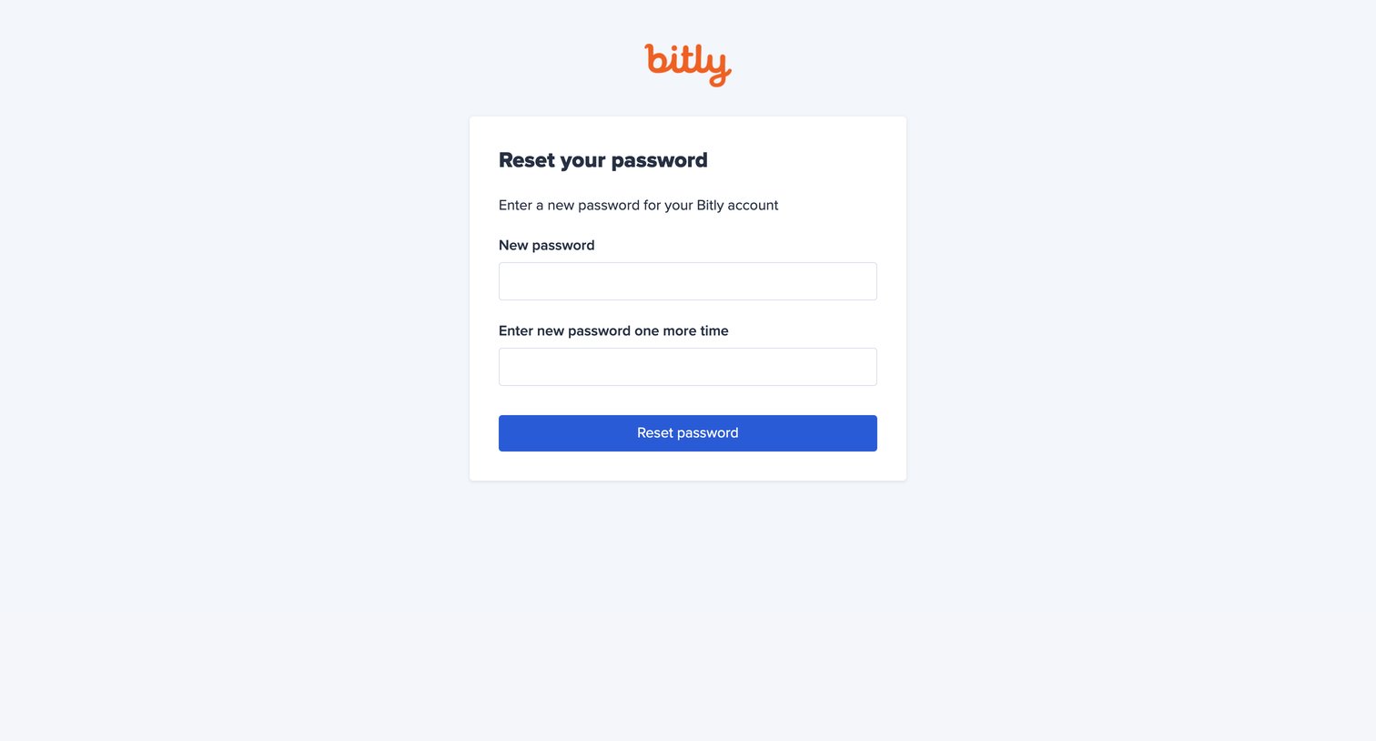Bitly - Reset Password screen