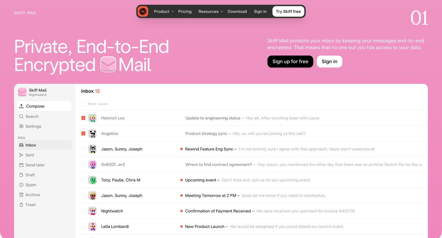 Skiff - Skiff – Private, Encrypted Email - Read more screen