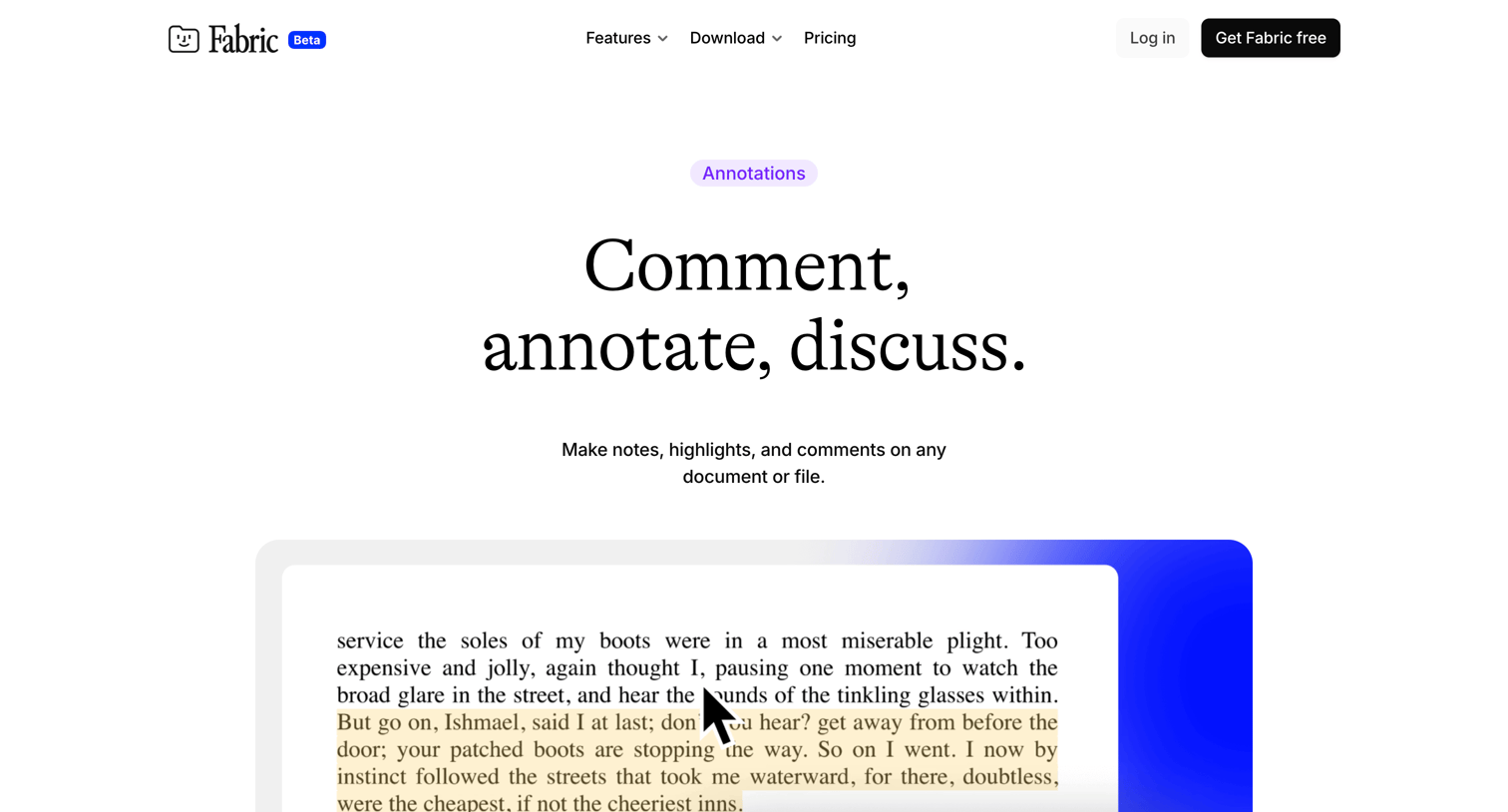 Fabric - Fabric Comment, annotate, and highlight, on any file. screen