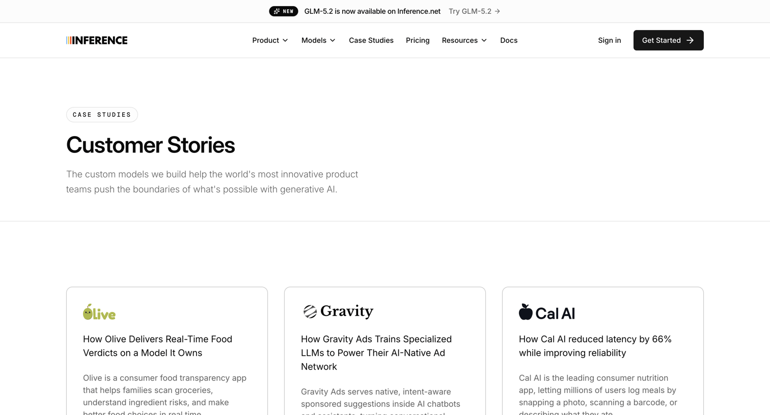 Inference - Case Studies | Inference.net screen