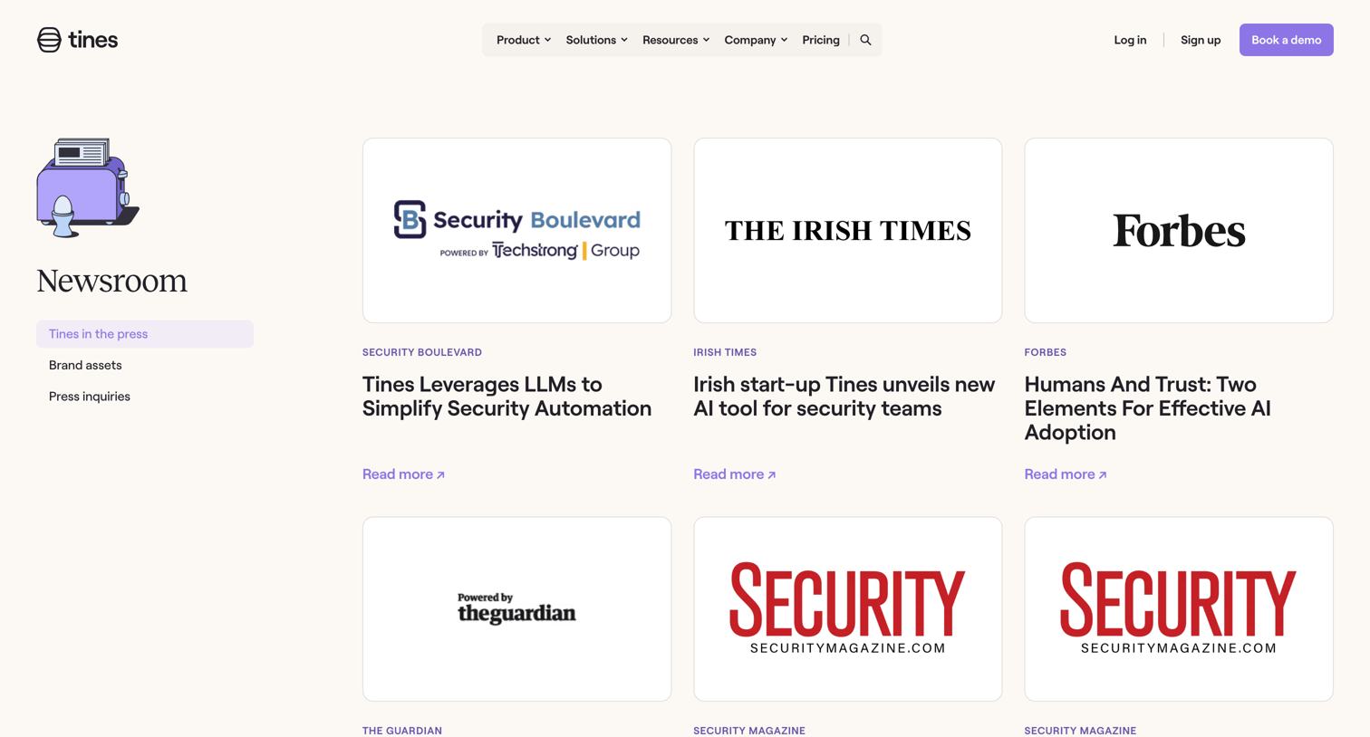 Tines - Newsroom | Tines screen