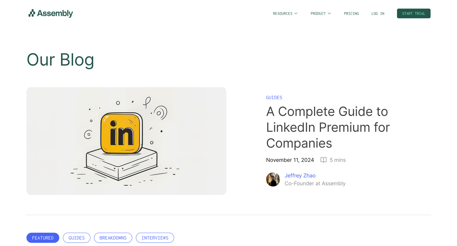 Assembly - Blog screen