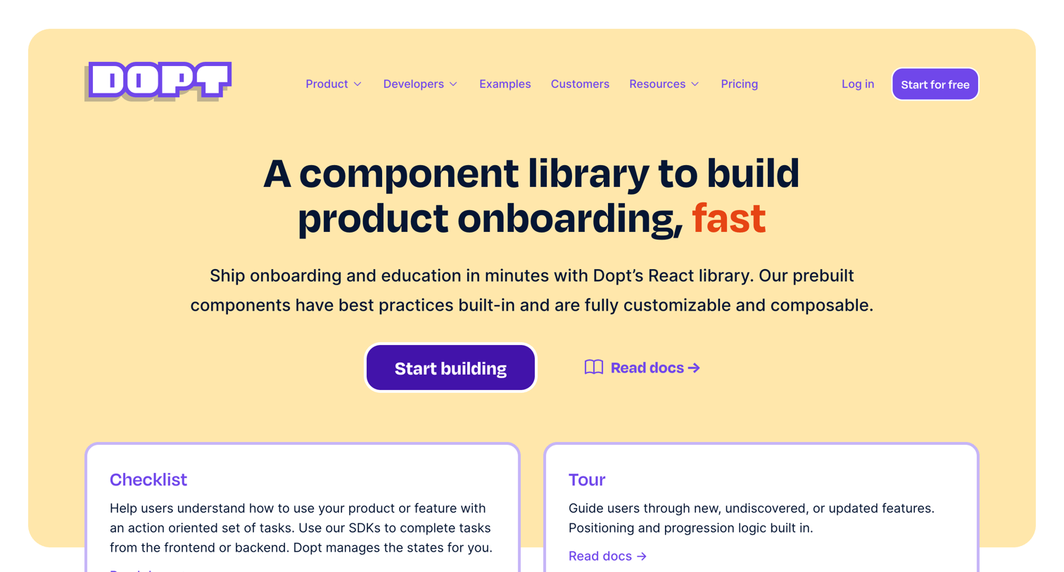 Dopt - Onboarding and education component library — Dopt screen