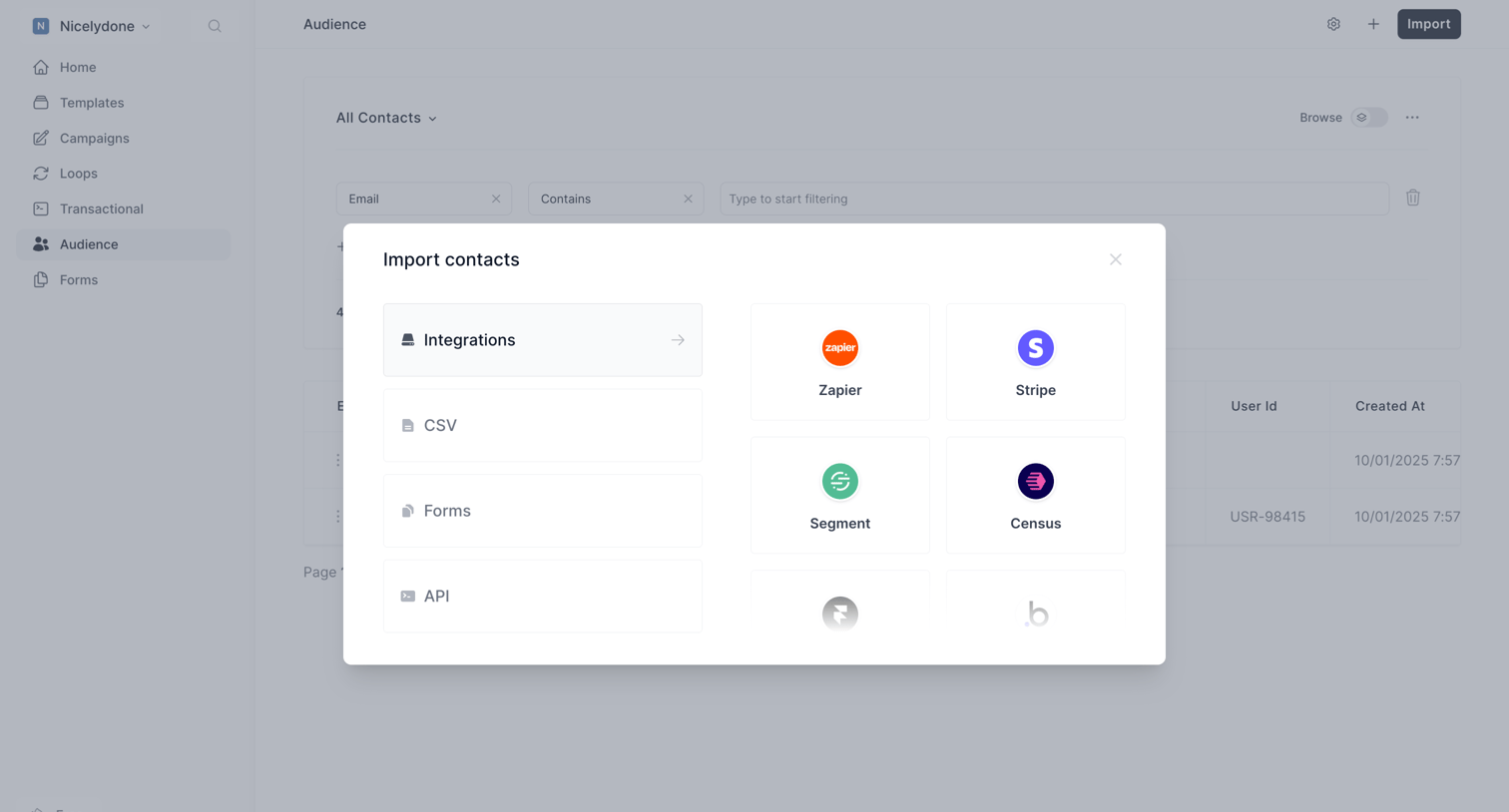 Loops - Audience screen