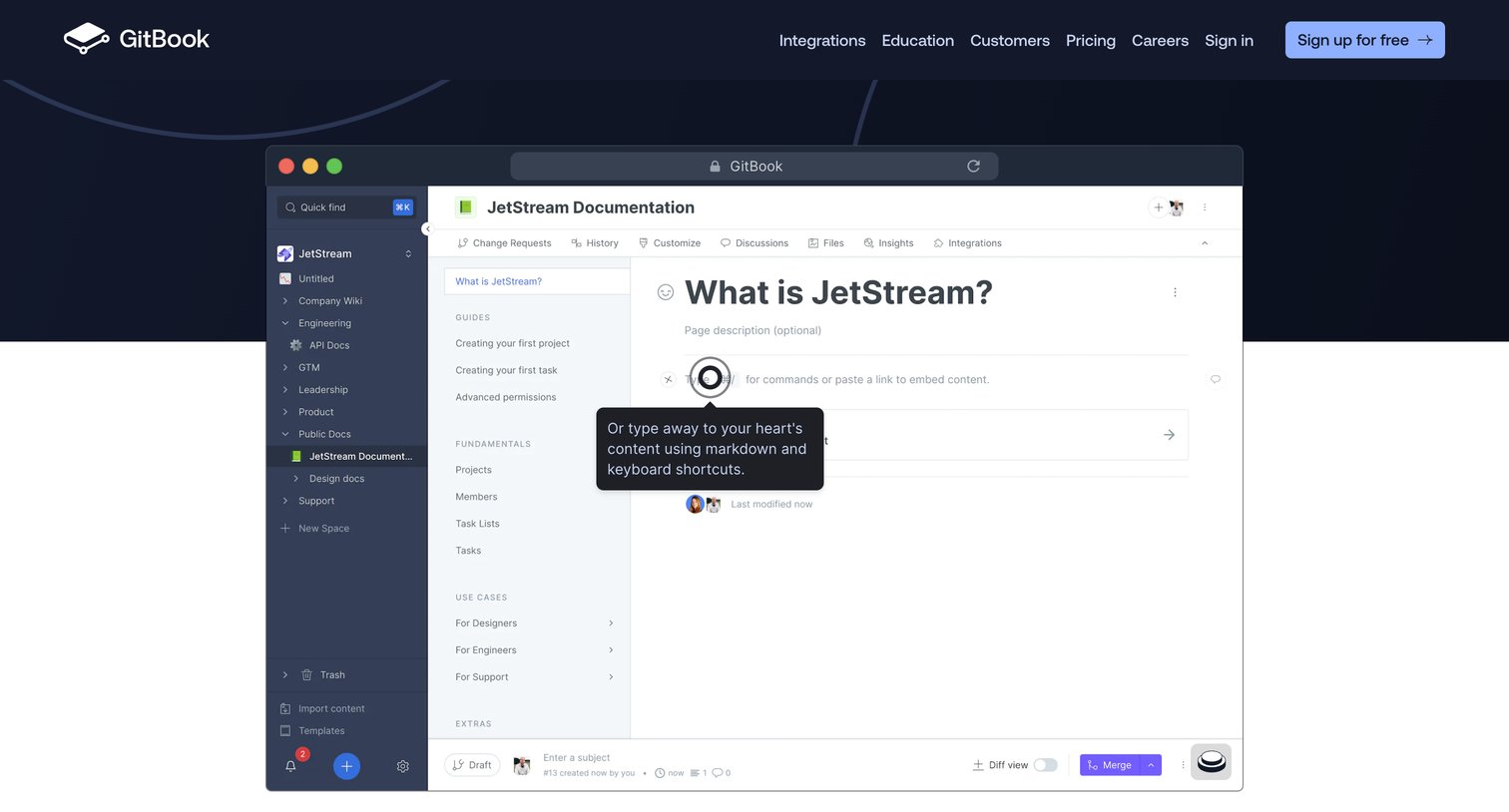 Gitbook - GitBook - Where technical teams document. screen