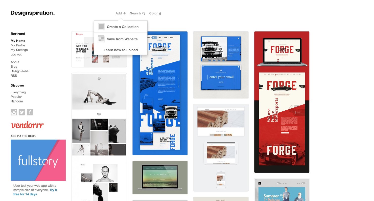 Designspiration - Dropdown screen