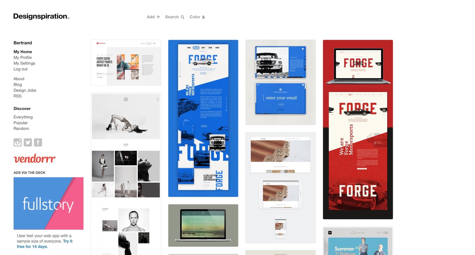 Designspiration - Home screen