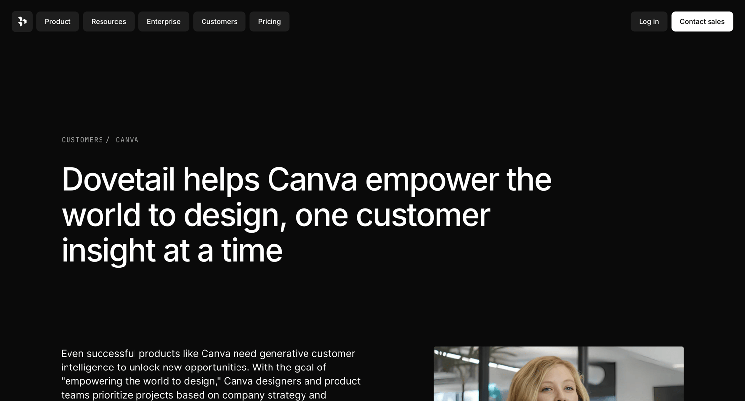 Dovetail - Canva - Customers screen