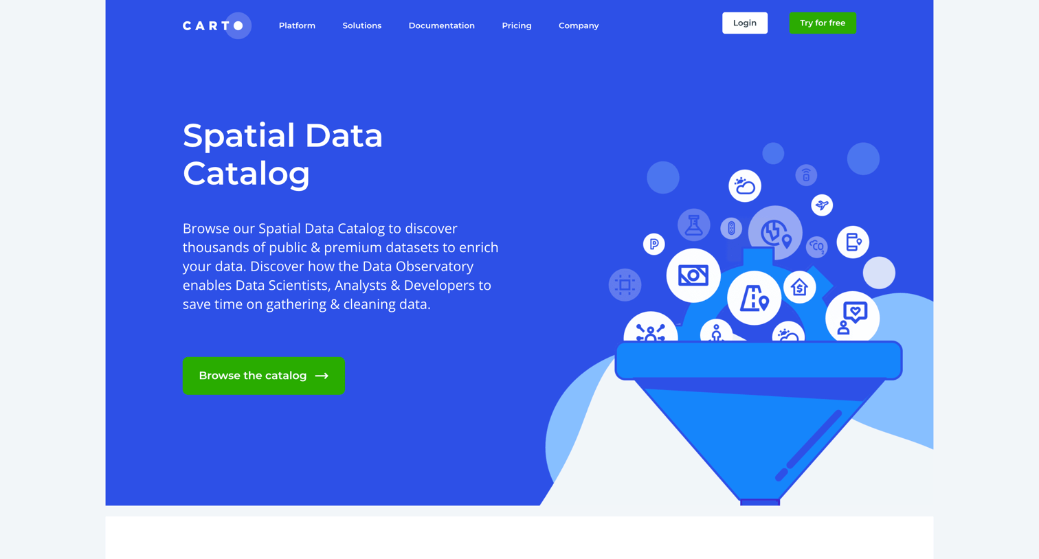 Carto - Spatial Data Catalog | CARTO screen
