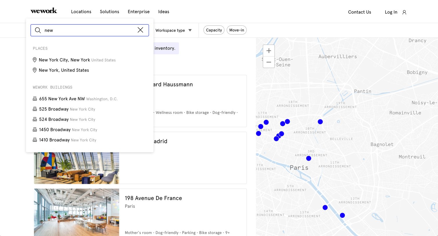 WeWork - WeWork Coworking | Office Space Locations screen