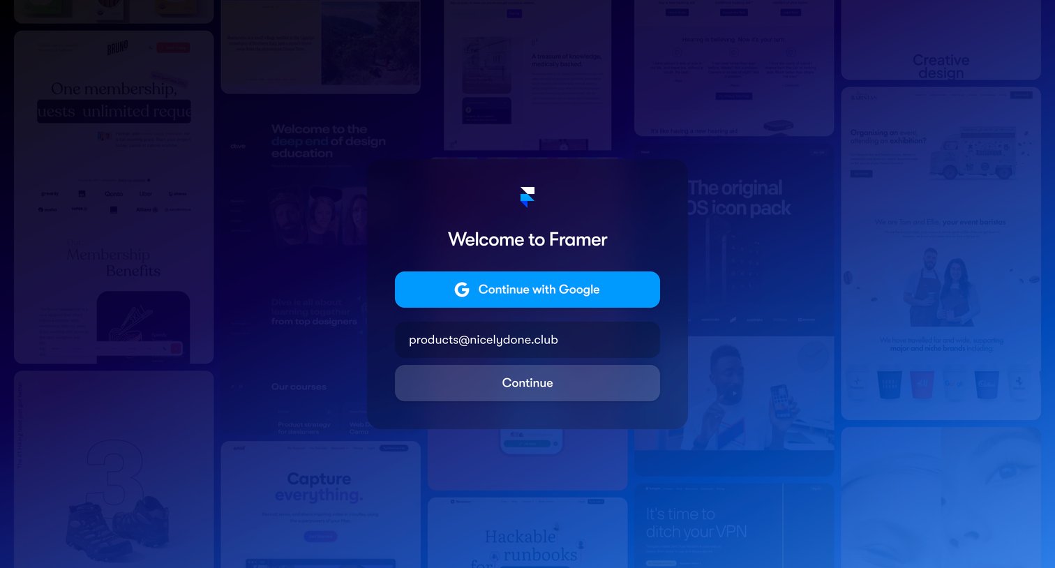 Framer - Framer Login screen