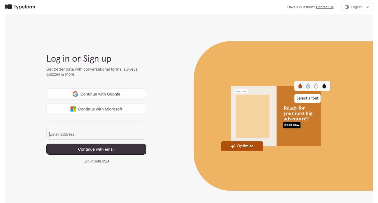 Typeform screen