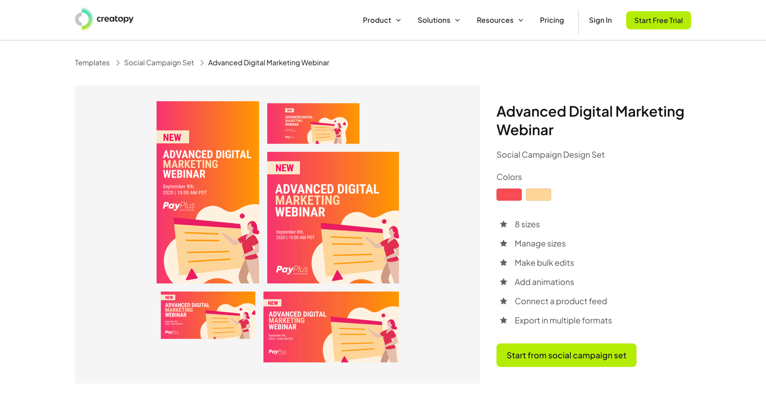 Creatopy - Advanced Digital Marketing Webinar Social Campaign Set - Creatopy screen