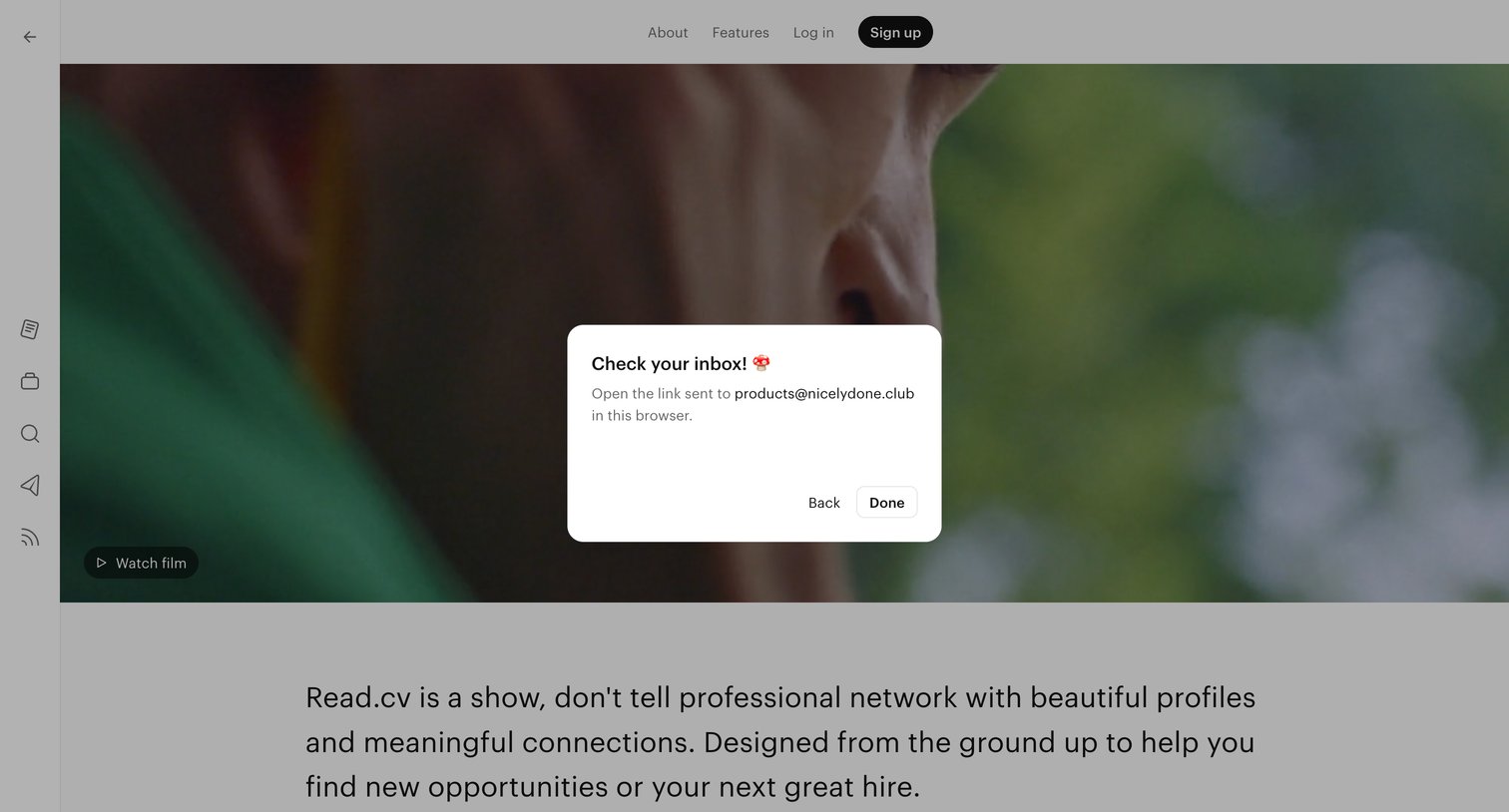 Read.cv - About screen