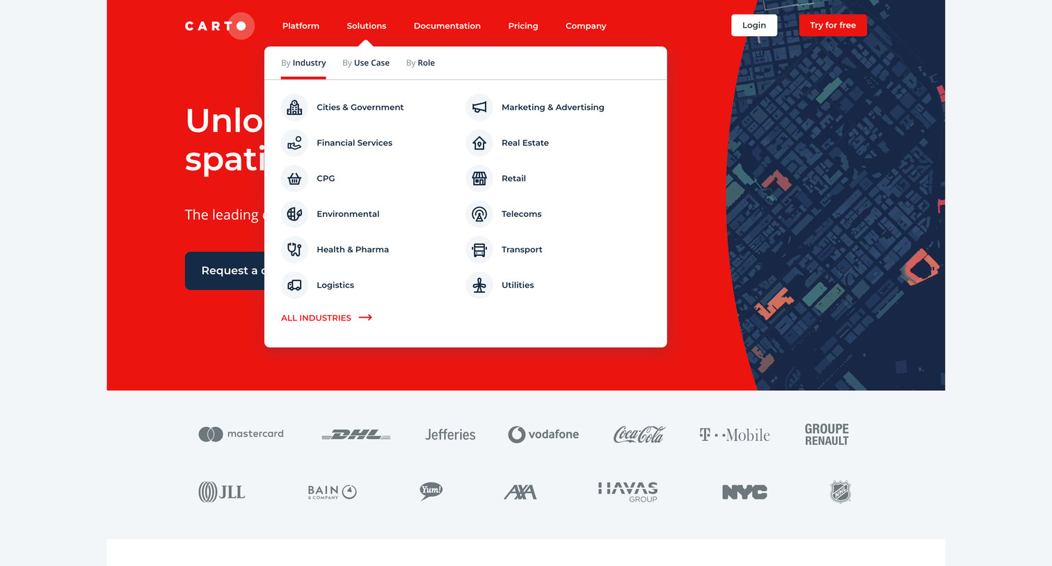Carto - CARTO | Location Intelligence  GIS for Cloud Natives screen