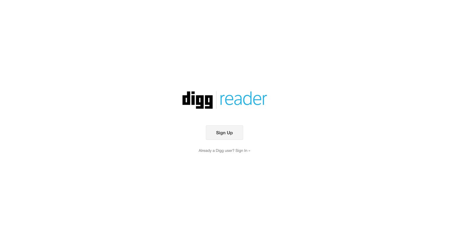 Digg reader - Landing page screen