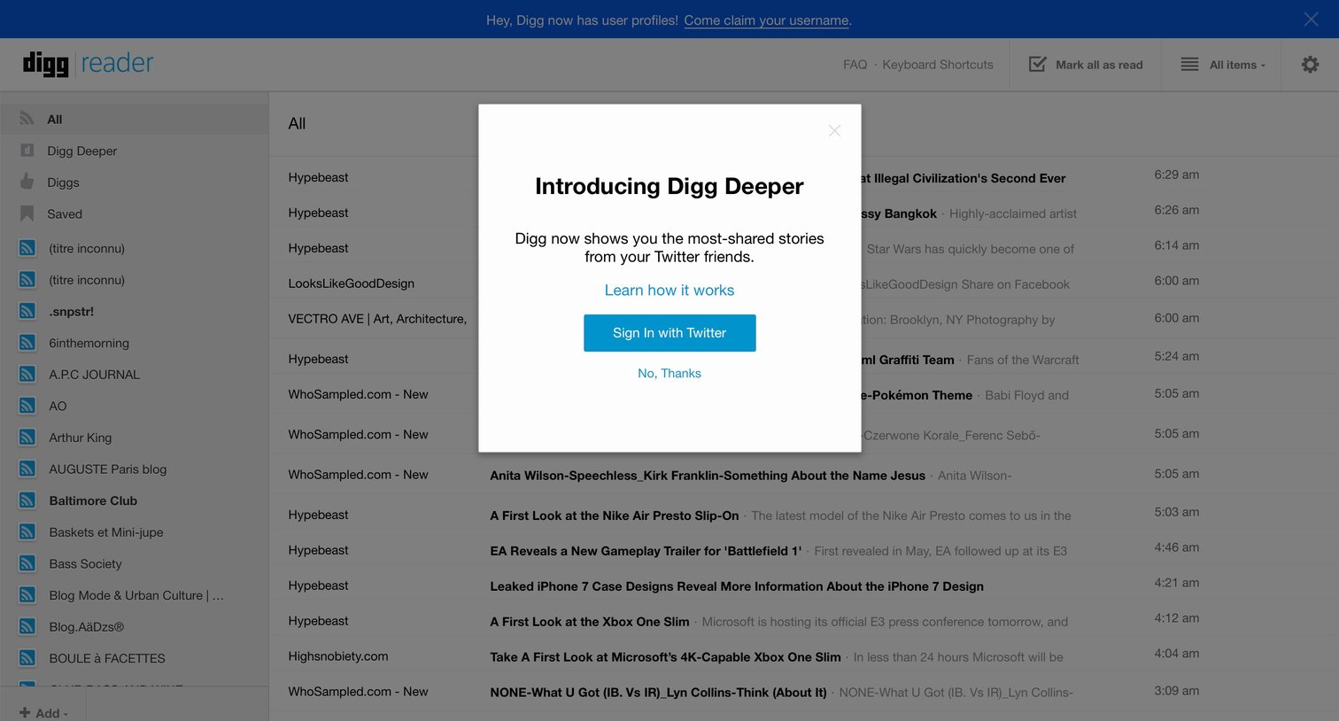 Digg reader - Onboarding screen