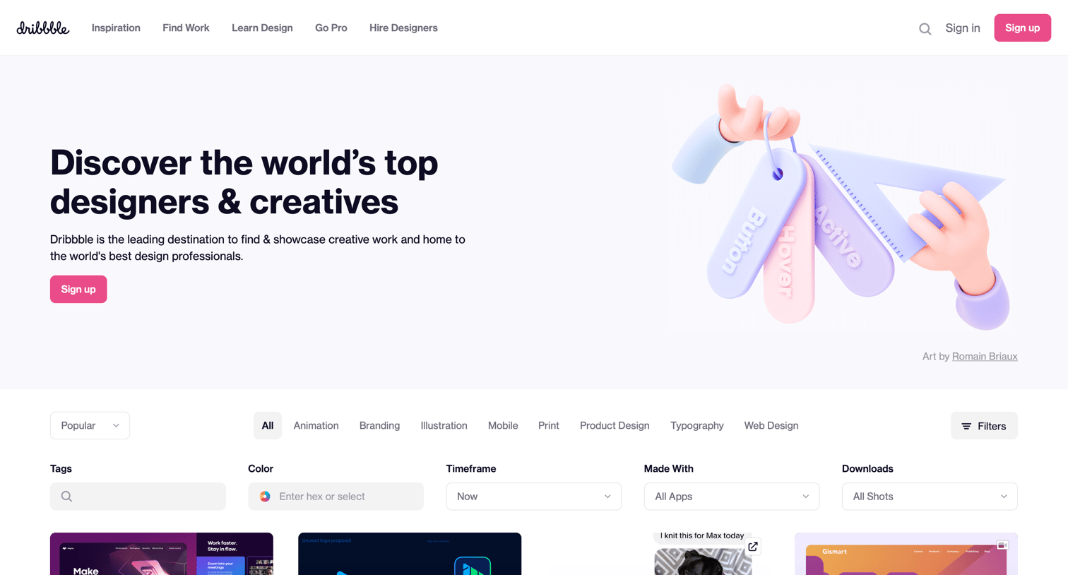 Dribbble - Dribbble - Discover the World’s Top Designers & Creative Professionals screen