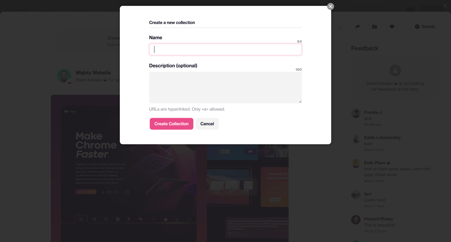 Dribbble - Mighty Website by David Kovalev ◒ for unfold on Dribbble screen