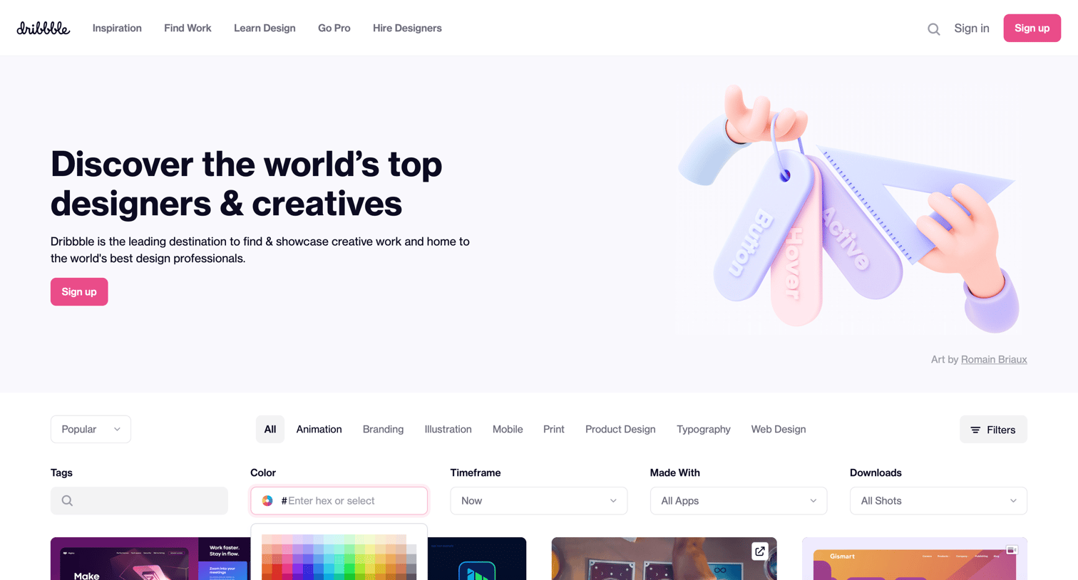 Dribbble - Dribbble - Discover the World’s Top Designers & Creative Professionals screen
