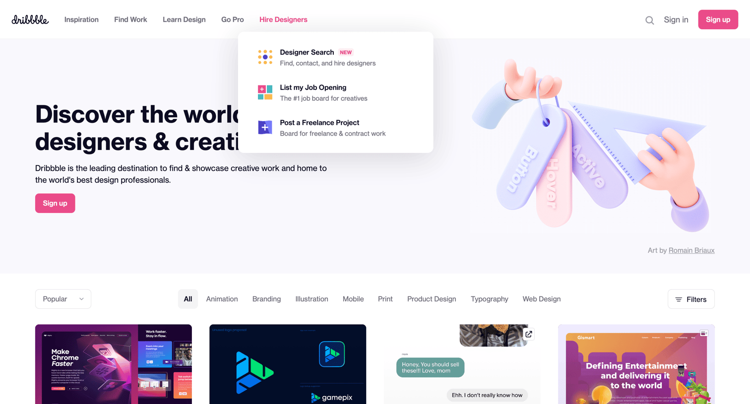 Dribbble - Dribbble - Discover the World’s Top Designers & Creative Professionals screen