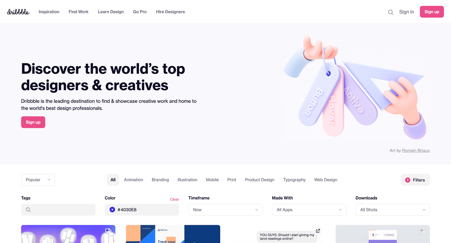 Dribbble - Dribbble - Discover the World’s Top Designers & Creative Professionals screen