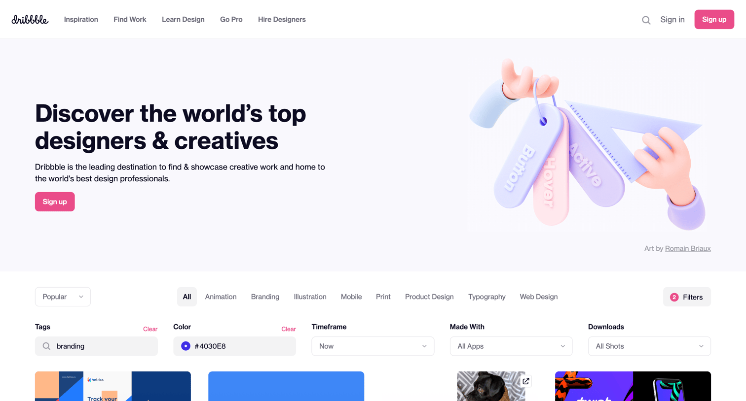 Dribbble - Dribbble - Discover the World’s Top Designers & Creative Professionals screen