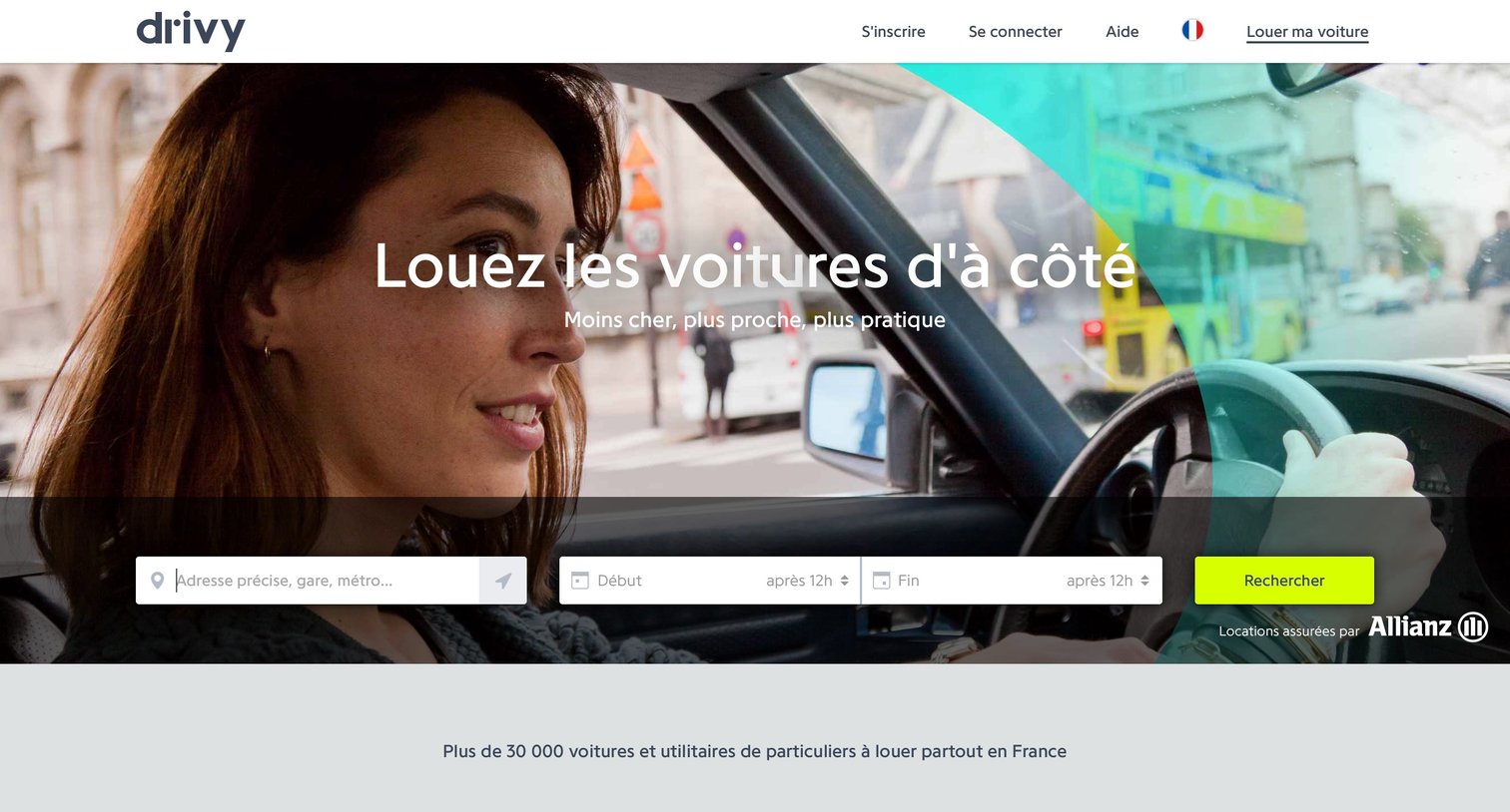 Drivy - Landing page screen
