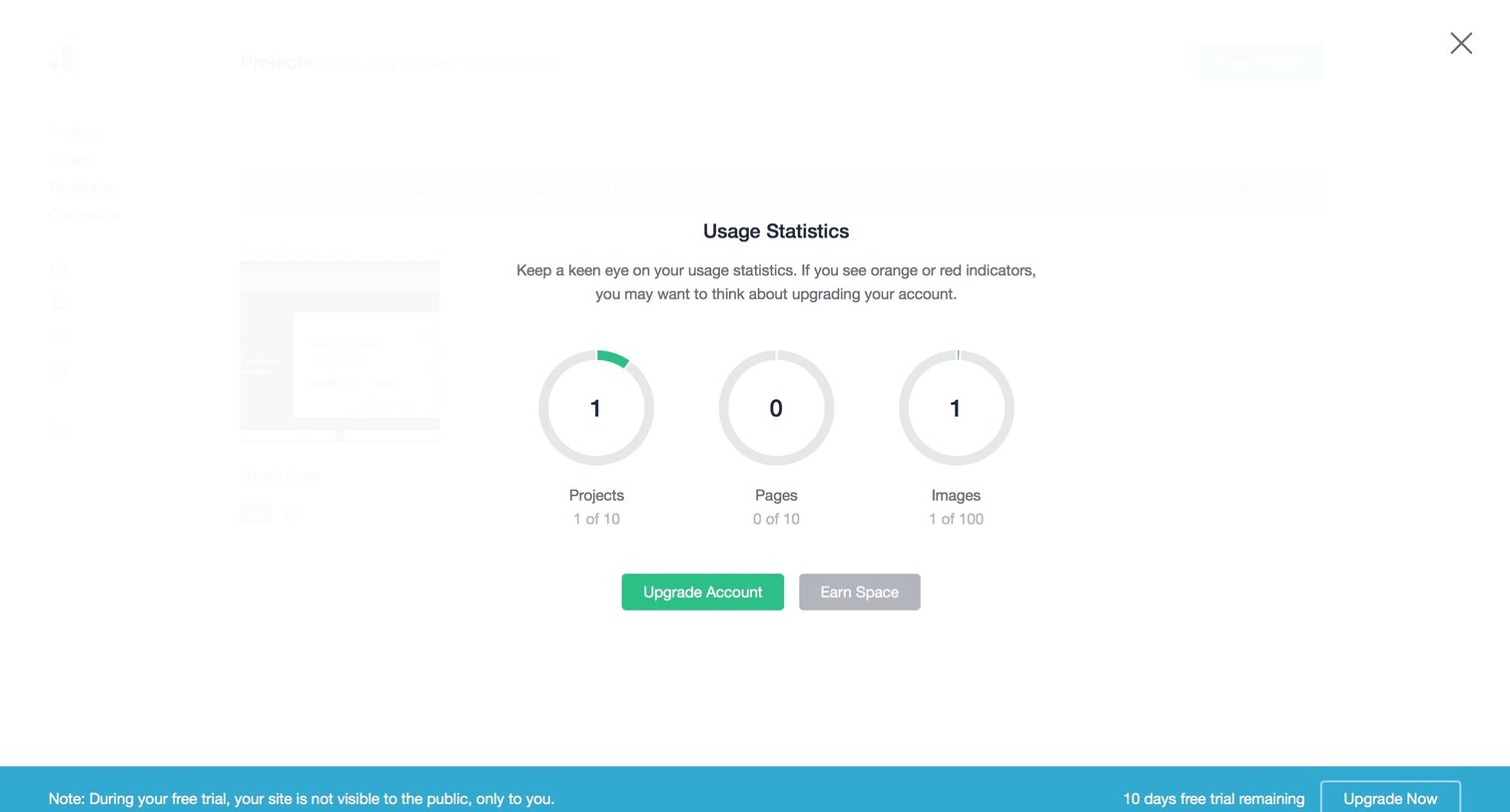 Dunked - Dashboard screen