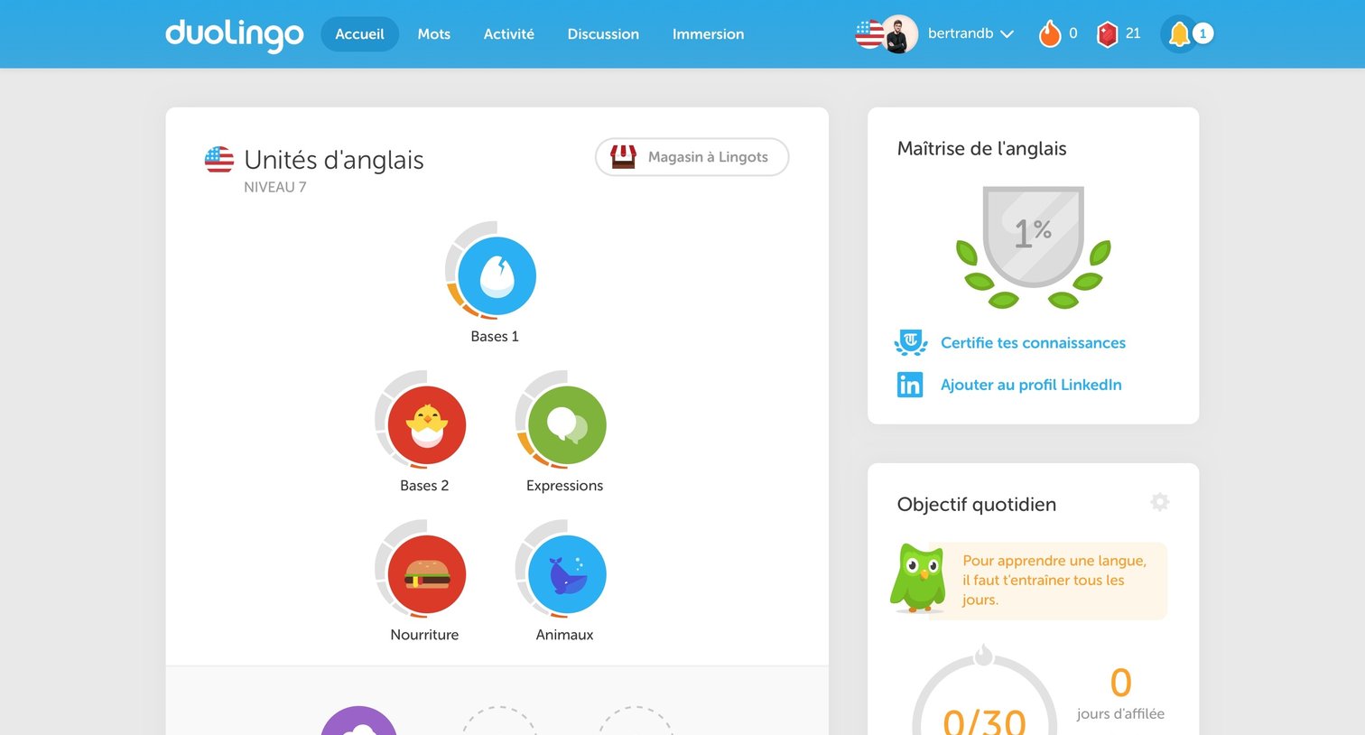 Duolingo - Home screen