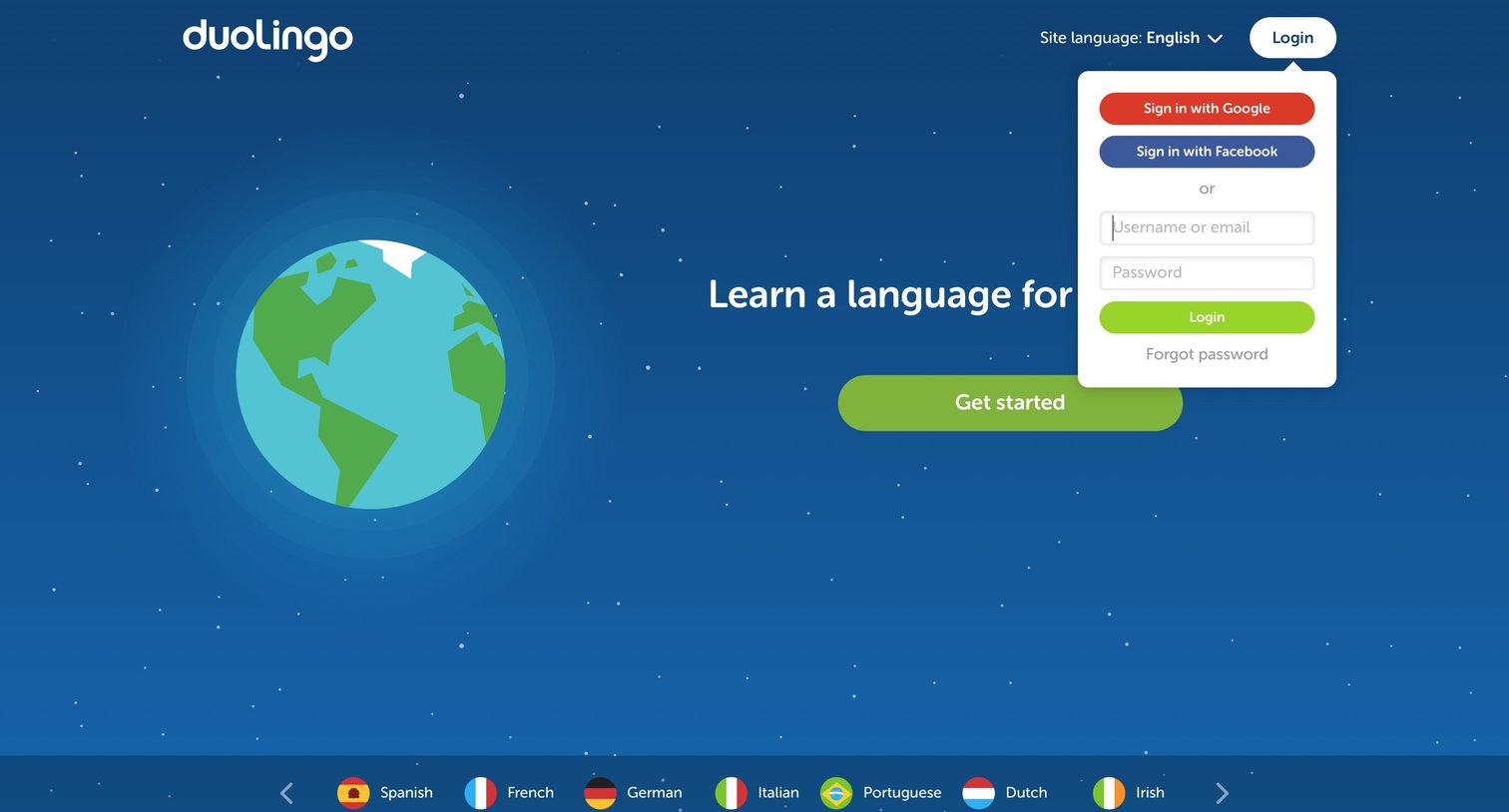 Duolingo - Sign in screen