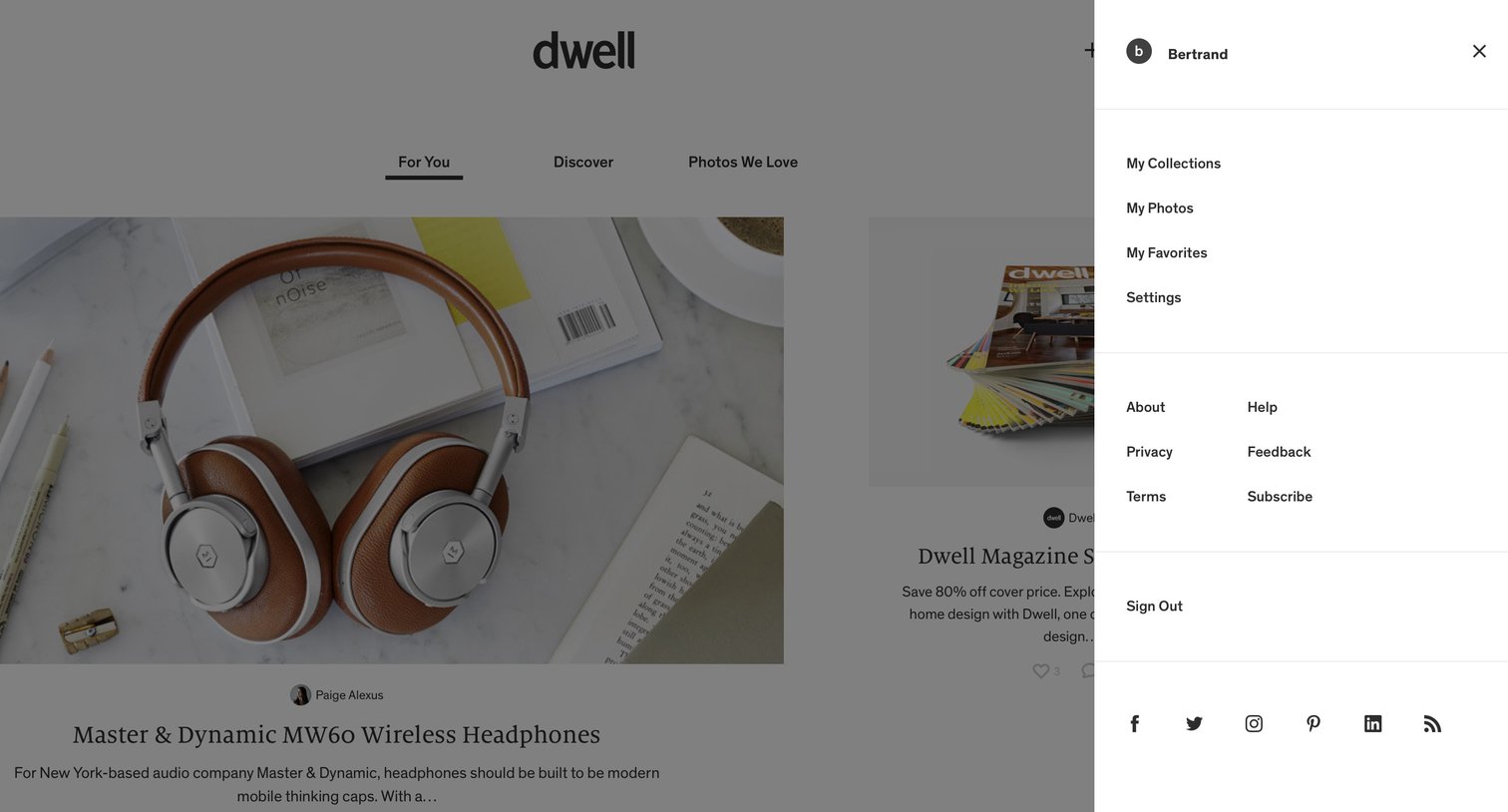 Dwell - Navigation screen
