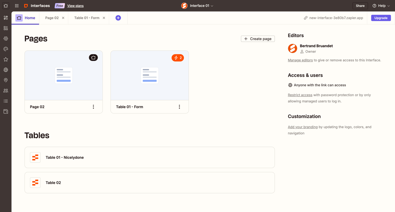 Zapier - Interface 01 screen