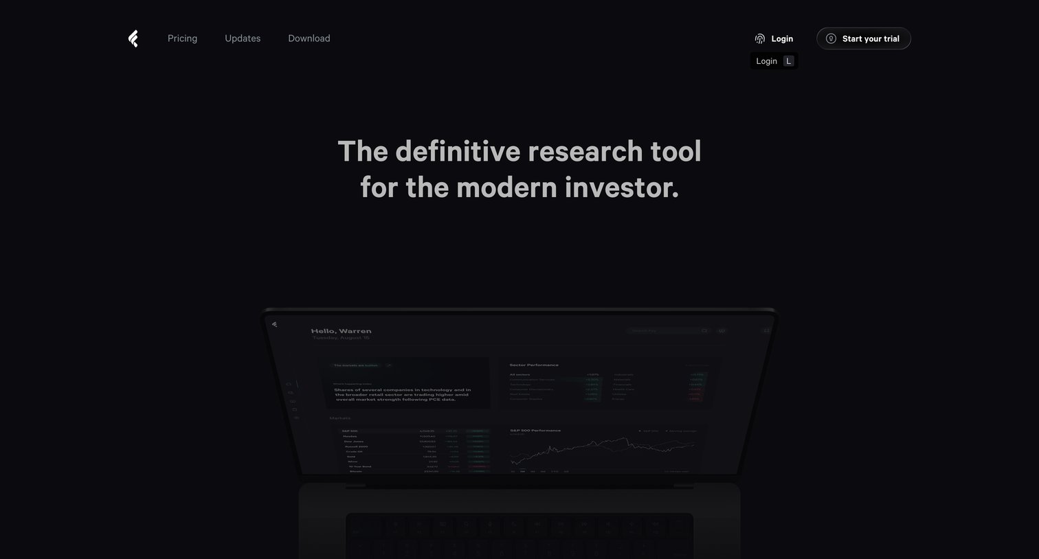 Fey - Fey The definitive research tool for the modern investor. screen