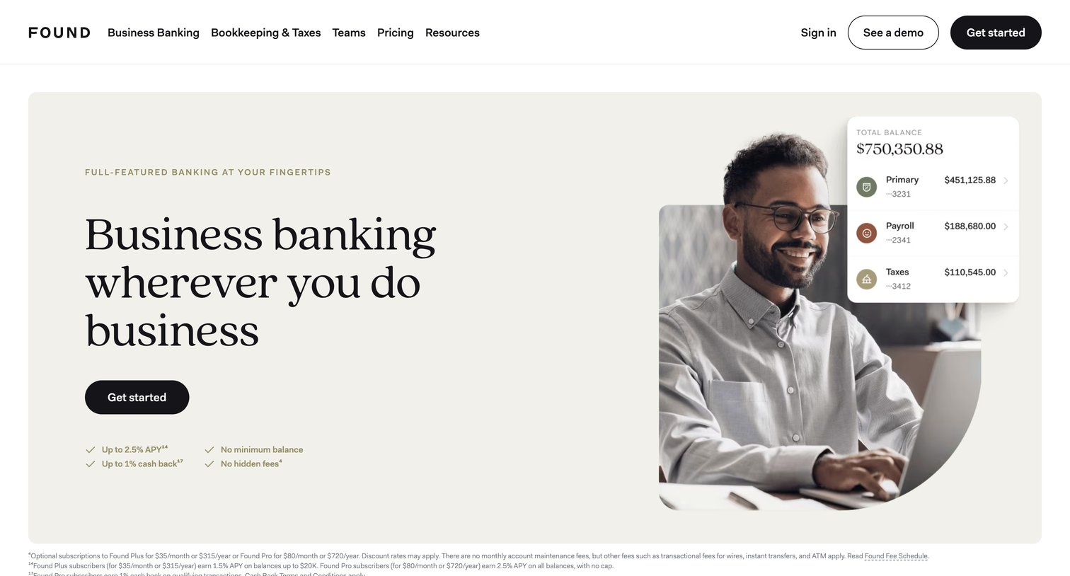 Found - Found  Online Business Checking for Small Business and the Self-Employed screen