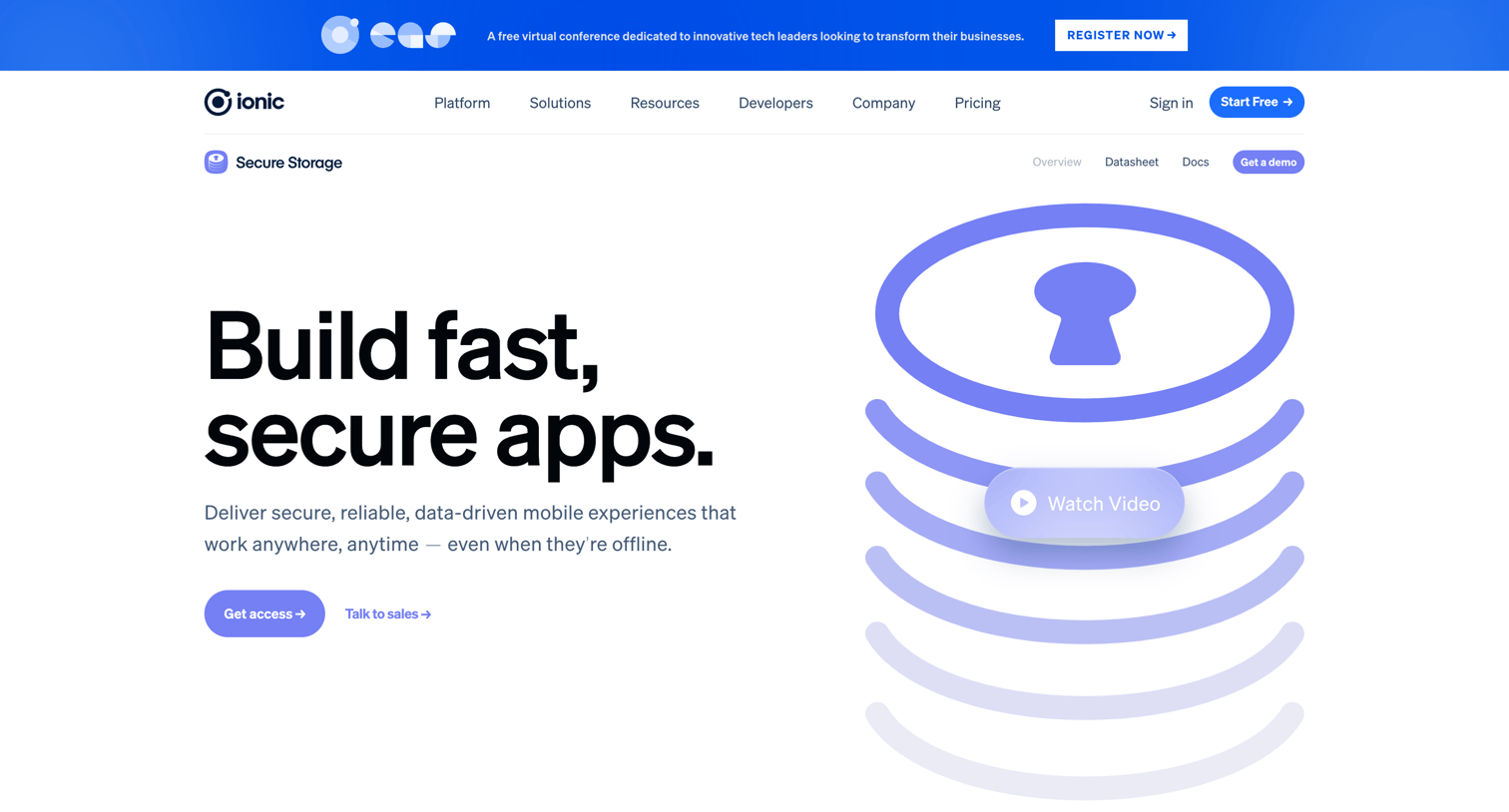 Ionic - Products - Secure Storage - Ionic - The Cross-Platform App Develo screen