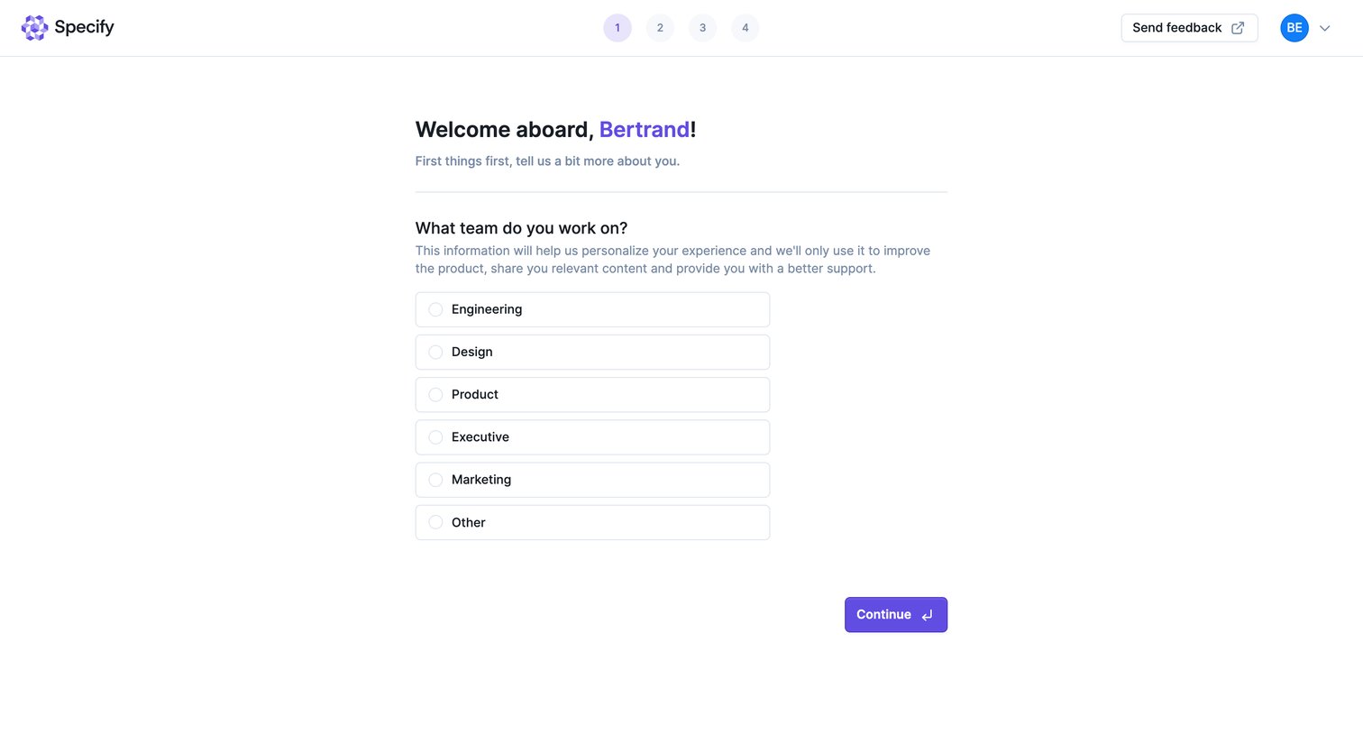 Specify screen