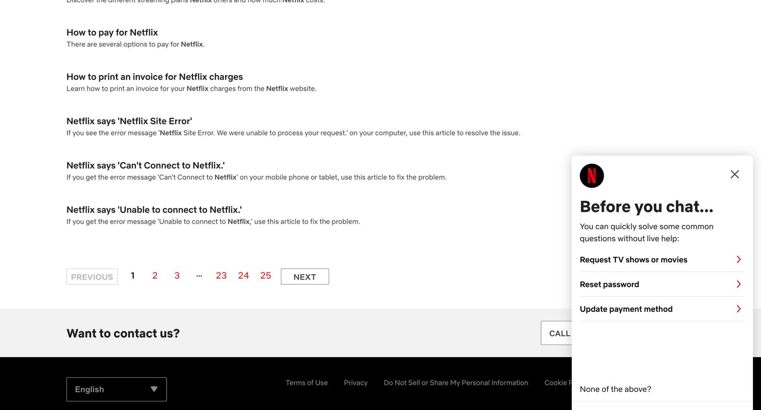 Netflix - Search screen