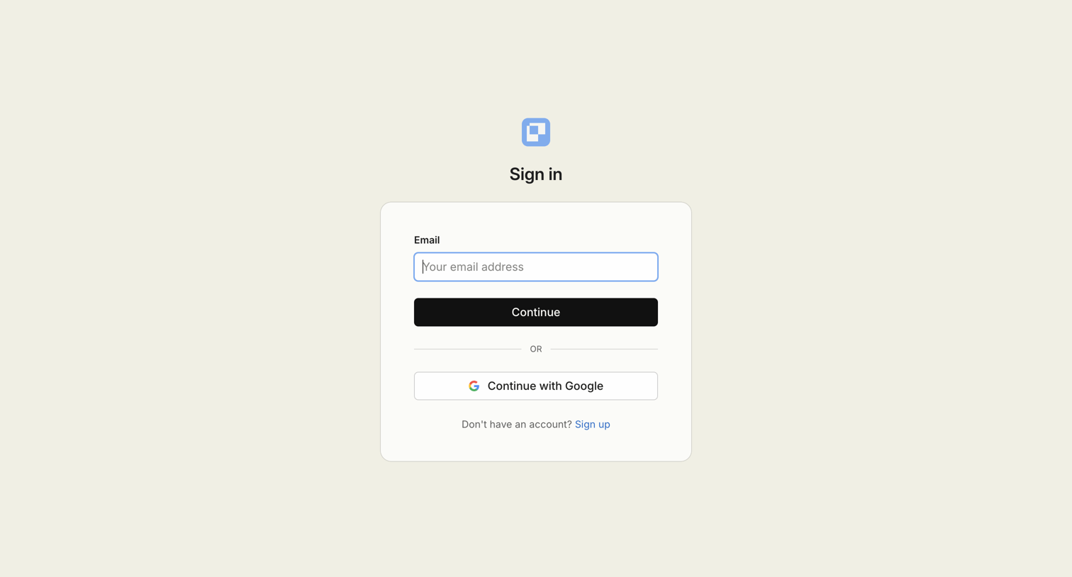 Paper - Sign in screen
