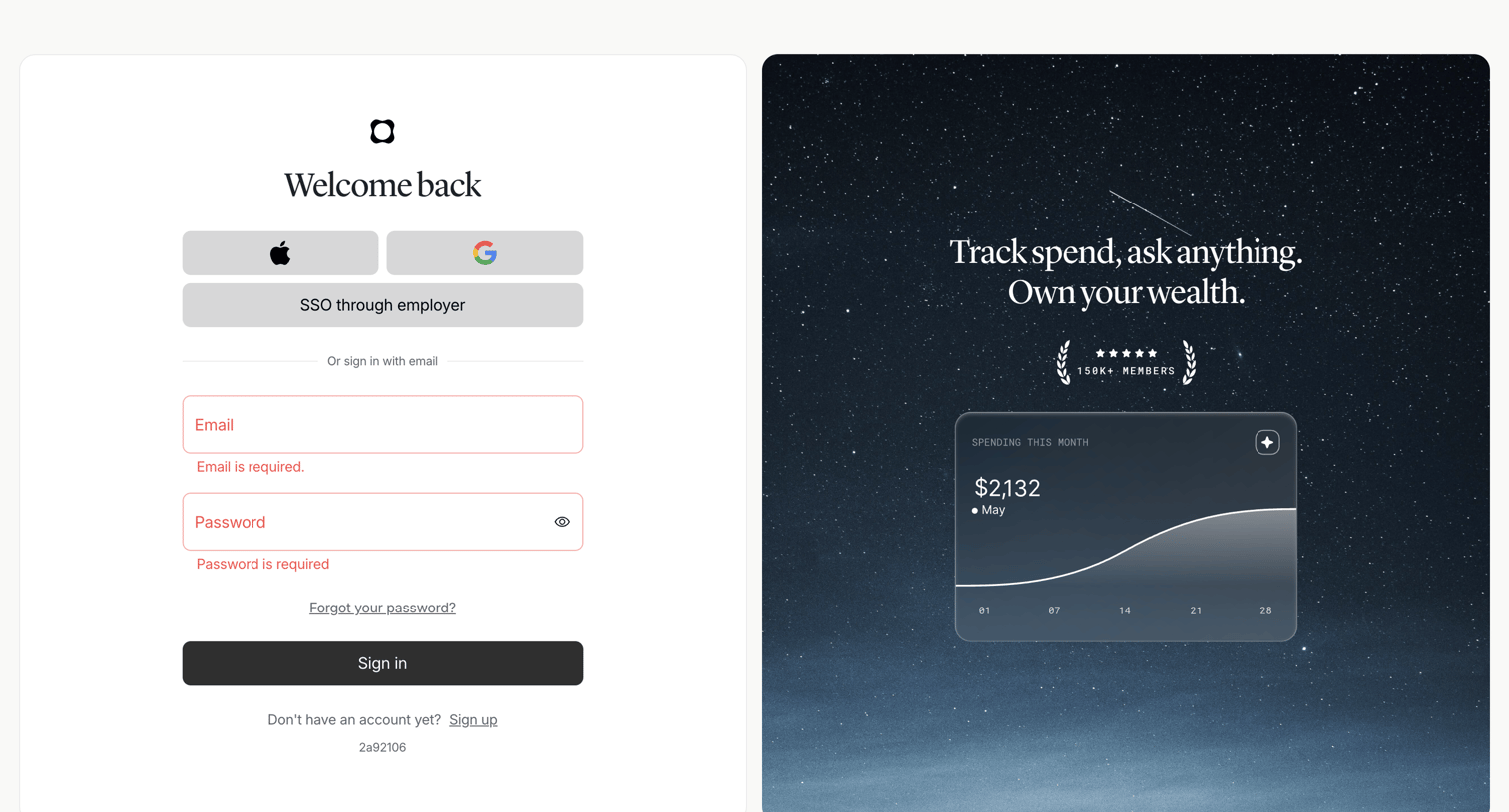 Origin Financial screen