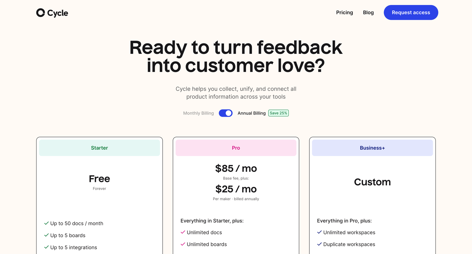 Cycle - Pricing | Cycle screen