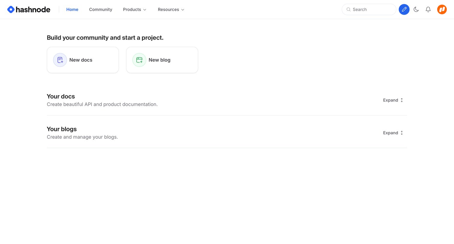 Hashnode screen