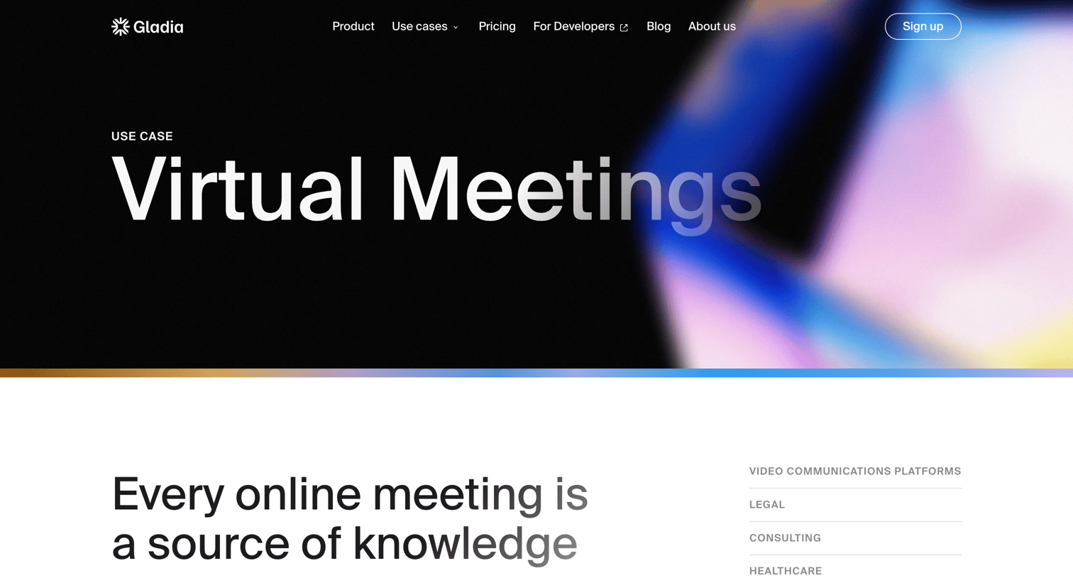 Gladia - Gladia - Virtual Meetings screen